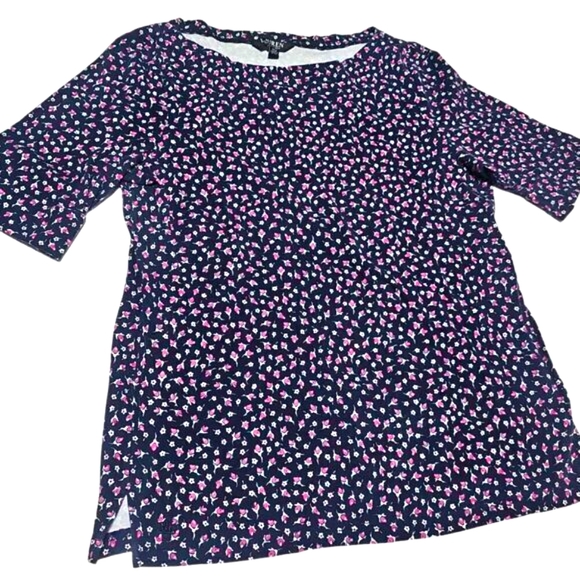 Lauren Ralph Lauren Black Label Floral Print Short Sleeve Top Navy & Pink XL - Picture 4 of 11